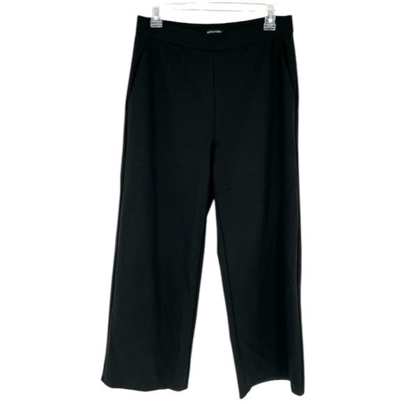 Eileen Fisher Black Wide-Leg Pull On Elastic Waist Pants - Picture 1 of 11